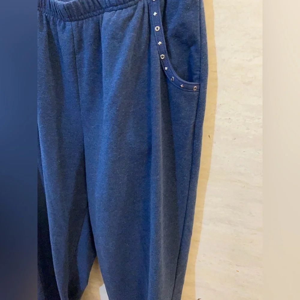 Alfred Dunner Blue Studded Track Pants & Jacket Set